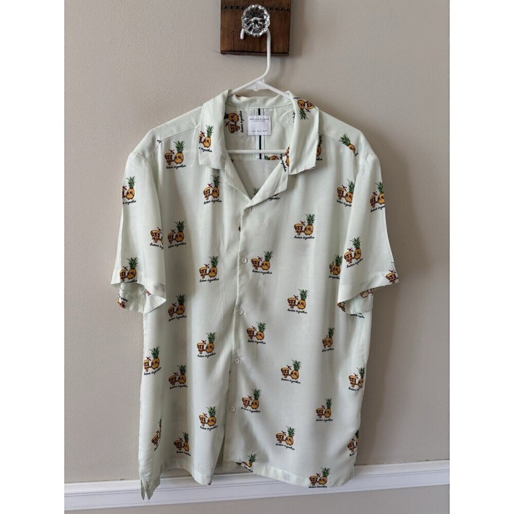 Denim & Flower Ricky Singh Mens Shirt Size XL Better Together Pineapple Pizza